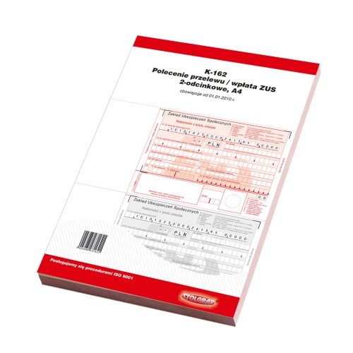 K-162 Polecenie przelewu / wpłata ZUS A4, 2-odcinkowe - STOLGRAF
