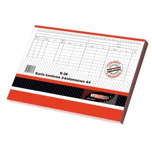 K-36 Karta kontowa 3-kolumnowa A4 - STOLGRAF