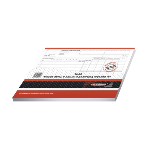M46 DRUK Arkusz Spisu z Natury A4 z podwójną wyceną 100 Kartek  STOLGRAF