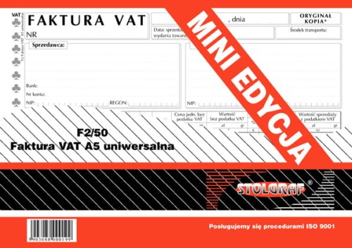 F2/50 Faktura VAT A5 uniwersalna - STOLGRAF