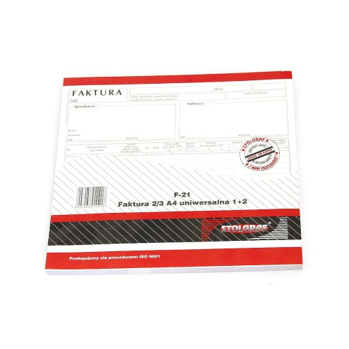 DRUK Faktura 2/3 A4 1+2 Uniwersalna 100 Kartek - STOLGRAF