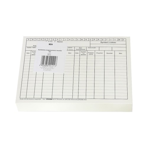 DRUK Kartoteka Magazynowa Twarda A5 Karton 100 Kartek - STOLGRAF