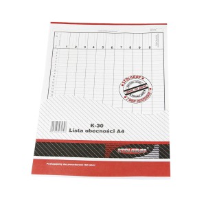 K-30 DRUK Lista Obecności A4 offset 100 kartek - STOLGRAF 